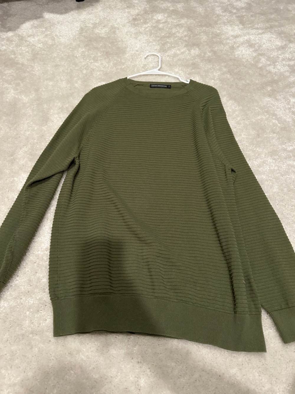 French Connection Olive Crewneck Ribbed Sweater